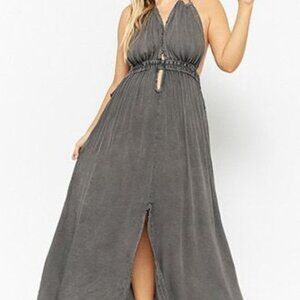 Boho Me Plunging Halter Maxi Dress in Plum - 2X/3X